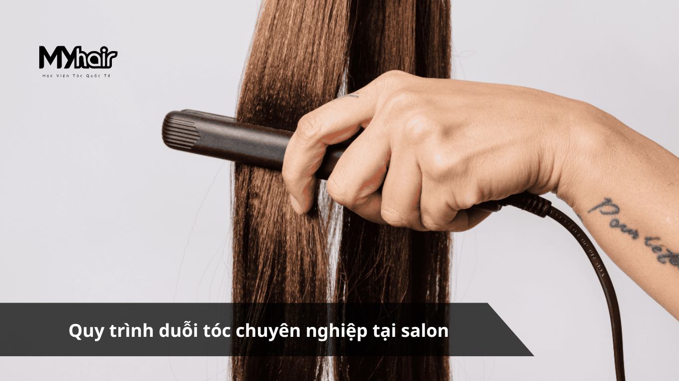 Quy trình duỗi tóc chuyên nghiệp tại salon.