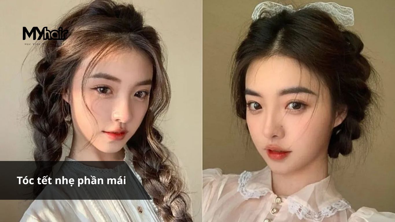 Tóc duỗi nên cột kiểu gì – Tóc tết nhẹ phần mái