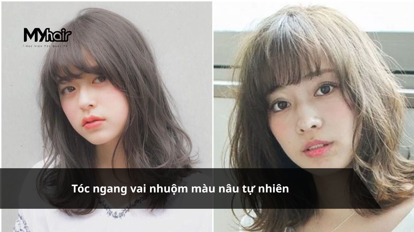 Tóc ngang vai nhuộm màu gì đẹp – Tóc ngang vai nhuộm màu nâu tự nhiên