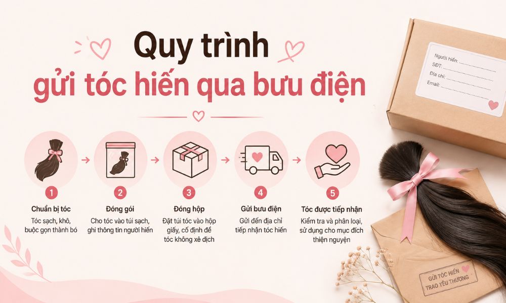 Quy trình gửi tóc hiến qua bưu điện