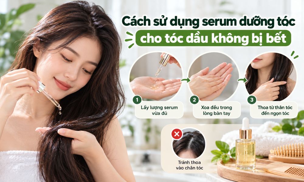 Cách sử dụng serum dưỡng tóc cho tóc dầu không bị bết