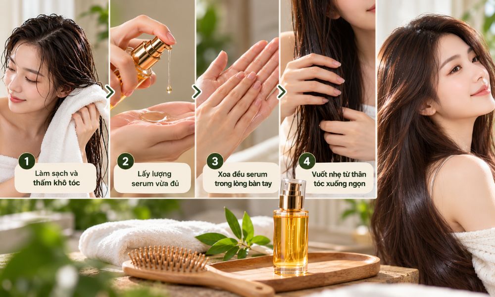 Cách dùng serum dưỡng tóc mềm mượt hiệu quả